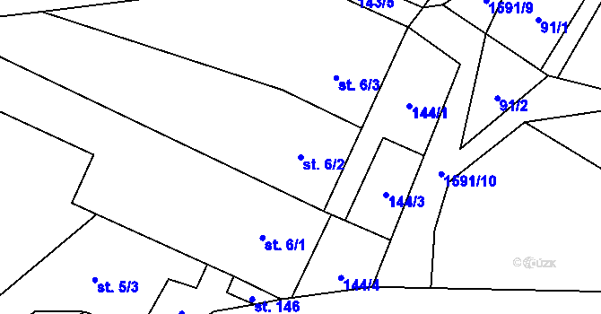 Parcela st. 6/2 v KÚ Drahobuz, Katastrální mapa