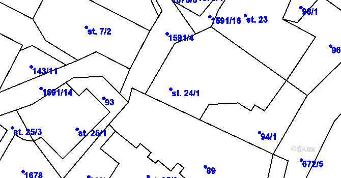 Parcela st. 24/1 v KÚ Drahobuz, Katastrální mapa