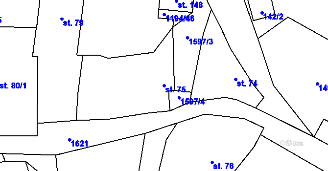 Parcela st. 75 v KÚ Drahobuz, Katastrální mapa