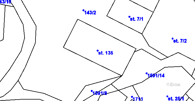 Parcela st. 135 v KÚ Drahobuz, Katastrální mapa