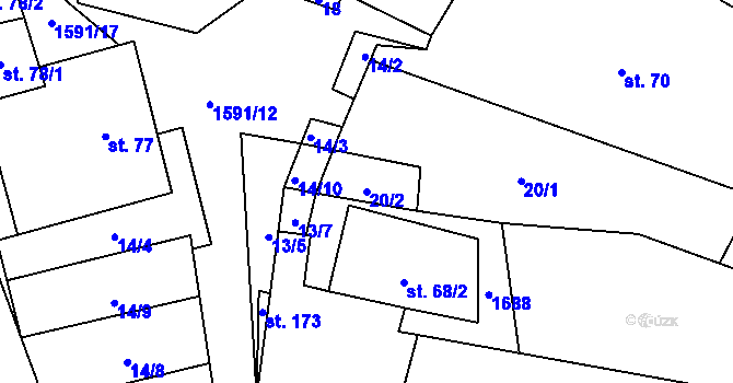 Parcela st. 20/2 v KÚ Drahobuz, Katastrální mapa