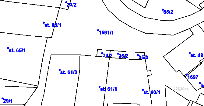 Parcela st. 34/2 v KÚ Drahobuz, Katastrální mapa