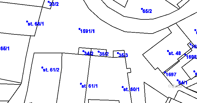 Parcela st. 35/2 v KÚ Drahobuz, Katastrální mapa
