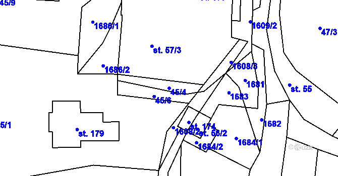 Parcela st. 45/4 v KÚ Drahobuz, Katastrální mapa