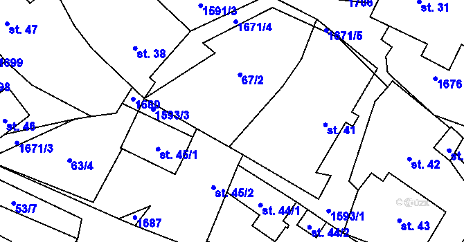 Parcela st. 67/1 v KÚ Drahobuz, Katastrální mapa
