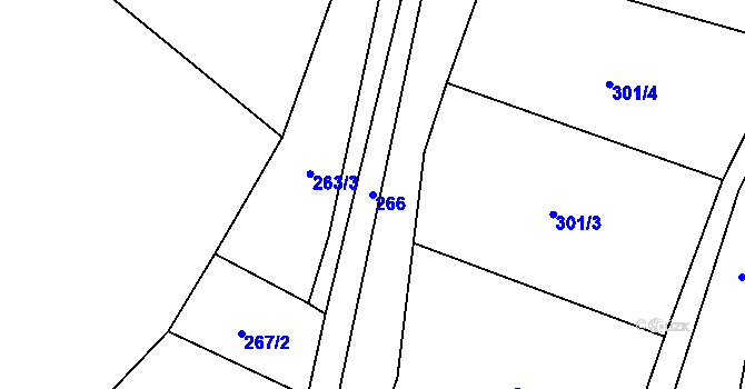 Parcela st. 266 v KÚ Drahobuz, Katastrální mapa