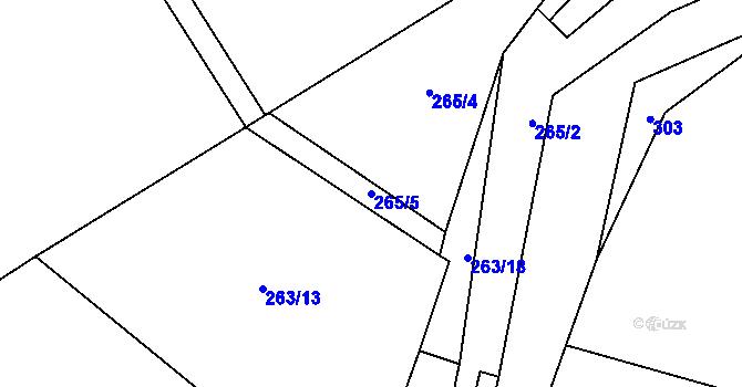 Parcela st. 265/5 v KÚ Drahobuz, Katastrální mapa