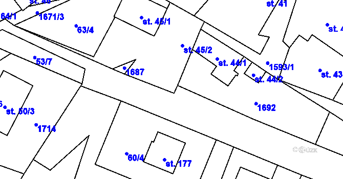 Parcela st. 63/5 v KÚ Drahobuz, Katastrální mapa