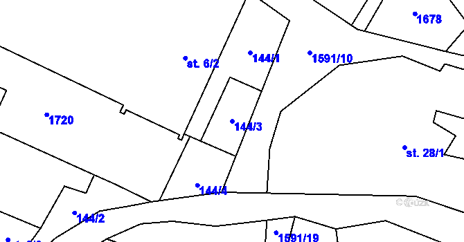 Parcela st. 144/3 v KÚ Drahobuz, Katastrální mapa