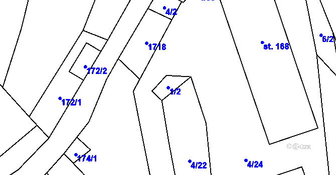 Parcela st. 1/2 v KÚ Drahobuz, Katastrální mapa