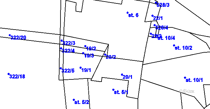 Parcela st. 20/2 v KÚ Strážiště u Drahobuze, Katastrální mapa