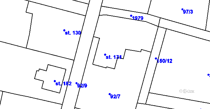 Parcela st. 131 v KÚ Drahonice, Katastrální mapa