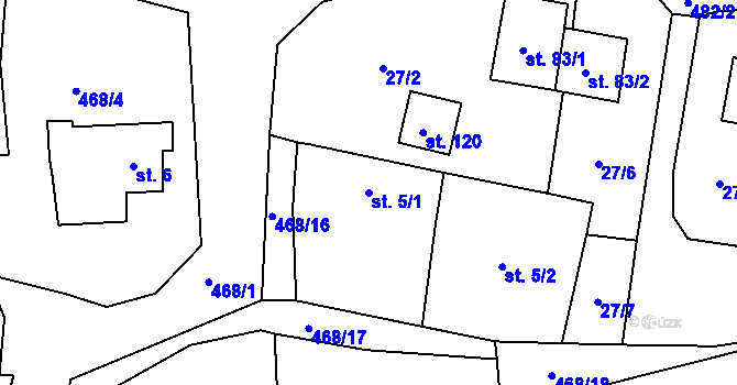 Parcela st. 5/1 v KÚ Drahonice u Lubence, Katastrální mapa