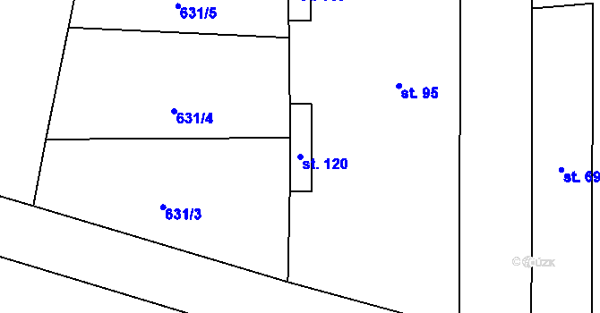 Parcela st. 120 v KÚ Lužec, Katastrální mapa