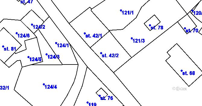 Parcela st. 42/2 v KÚ Vesce u Drahonic, Katastrální mapa