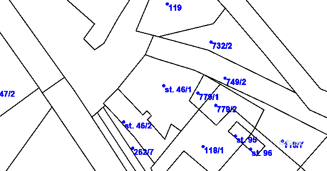 Parcela st. 46/1 v KÚ Vesce u Drahonic, Katastrální mapa