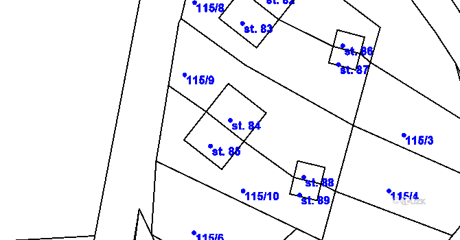 Parcela st. 84 v KÚ Vesce u Drahonic, Katastrální mapa