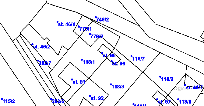 Parcela st. 95 v KÚ Vesce u Drahonic, Katastrální mapa