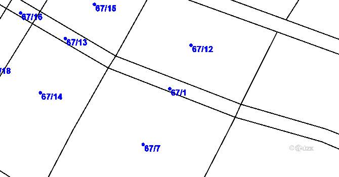 Parcela st. 67/1 v KÚ Vesce u Drahonic, Katastrální mapa