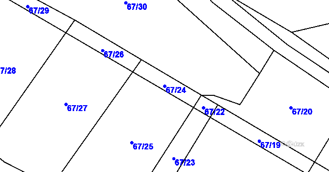 Parcela st. 67/24 v KÚ Vesce u Drahonic, Katastrální mapa