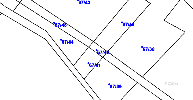 Parcela st. 67/42 v KÚ Vesce u Drahonic, Katastrální mapa