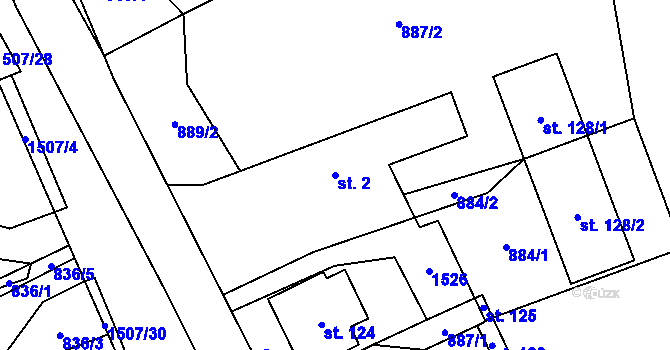 Parcela st. 2 v KÚ Drahonín, Katastrální mapa