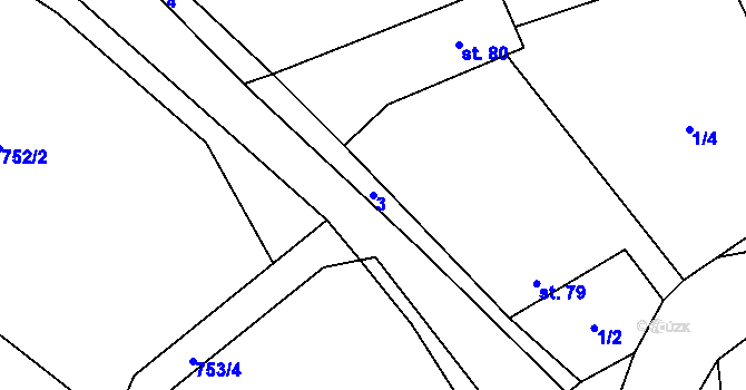 Parcela st. 3 v KÚ Drahonín, Katastrální mapa