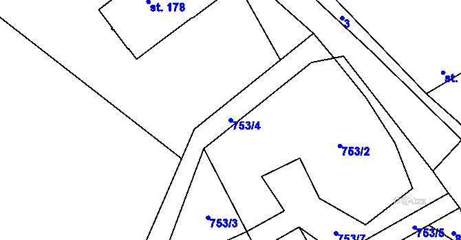 Parcela st. 753/4 v KÚ Drahonín, Katastrální mapa