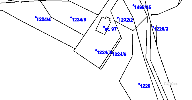 Parcela st. 1224/3 v KÚ Drahonín, Katastrální mapa
