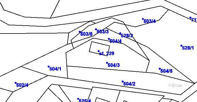 Parcela st. 229 v KÚ Drahoňův Újezd, Katastrální mapa