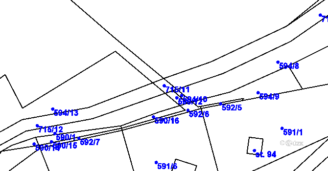 Parcela st. 715/11 v KÚ Drahoňův Újezd, Katastrální mapa