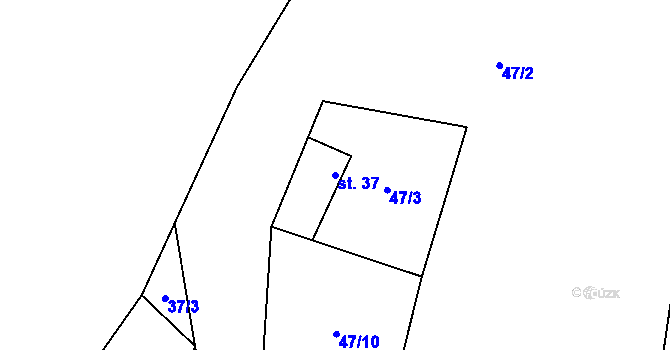 Parcela st. 37 v KÚ Chotětín, Katastrální mapa