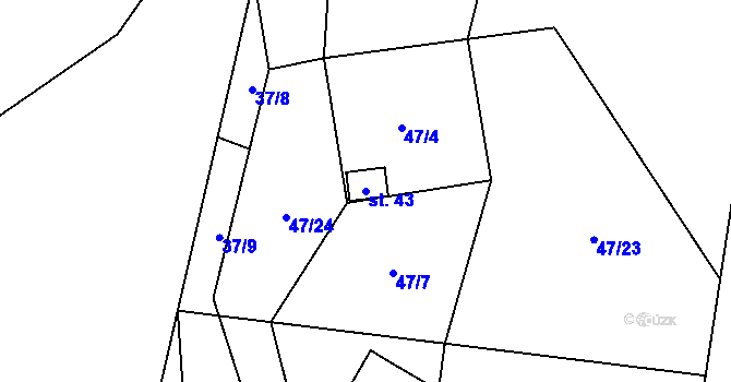 Parcela st. 43 v KÚ Chotětín, Katastrální mapa