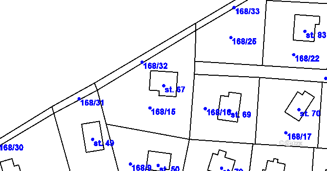 Parcela st. 67 v KÚ Chotětín, Katastrální mapa