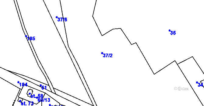Parcela st. 37/2 v KÚ Chotětín, Katastrální mapa