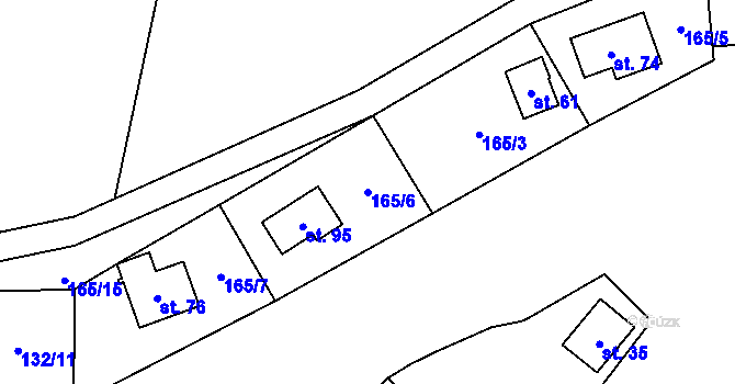 Parcela st. 165/6 v KÚ Chotětín, Katastrální mapa