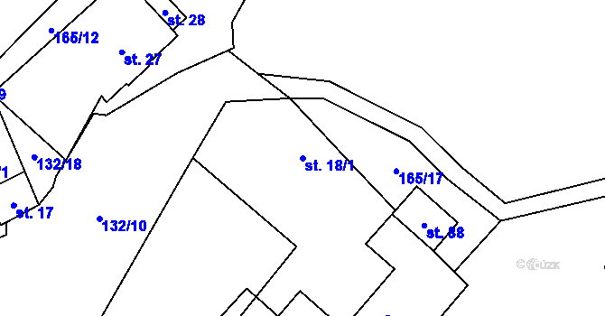 Parcela st. 18/1 v KÚ Chotětín, Katastrální mapa