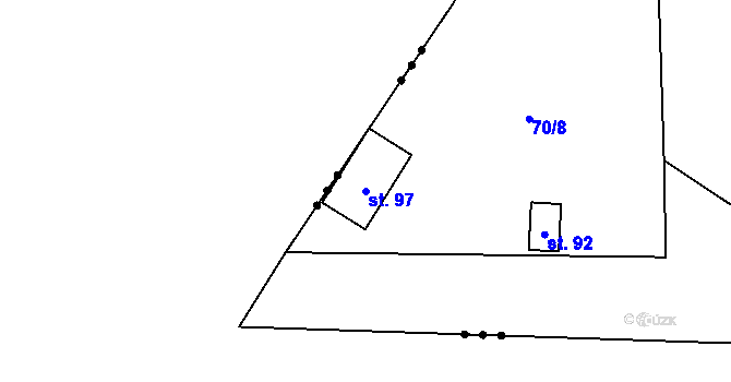 Parcela st. 97 v KÚ Chotětín, Katastrální mapa