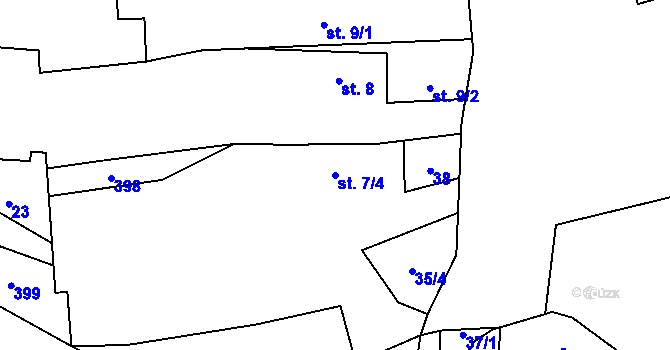 Parcela st. 7/4 v KÚ Třebnuška, Katastrální mapa