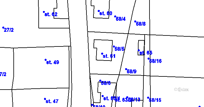 Parcela st. 61 v KÚ Drahoraz, Katastrální mapa