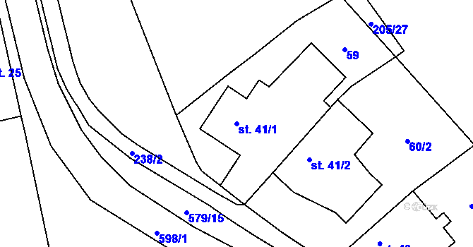 Parcela st. 41/1 v KÚ Pševes, Katastrální mapa