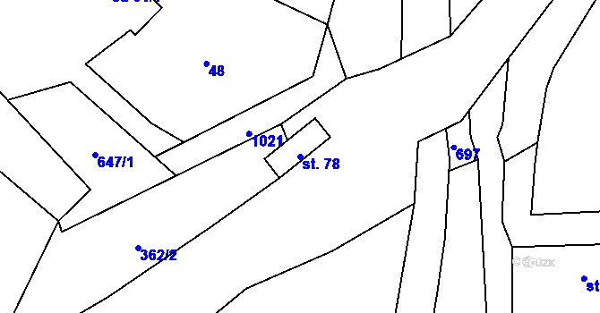 Parcela st. 78 v KÚ Pševes, Katastrální mapa