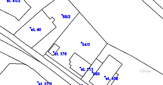 Parcela st. 54/2 v KÚ Pševes, Katastrální mapa