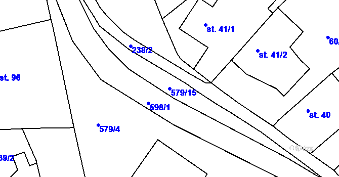 Parcela st. 579/15 v KÚ Pševes, Katastrální mapa