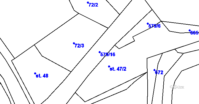 Parcela st. 579/16 v KÚ Pševes, Katastrální mapa