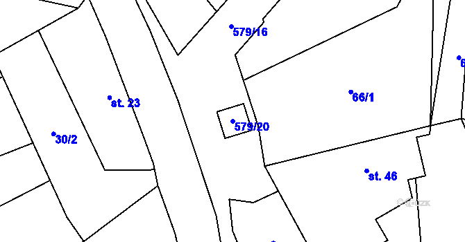 Parcela st. 579/20 v KÚ Pševes, Katastrální mapa