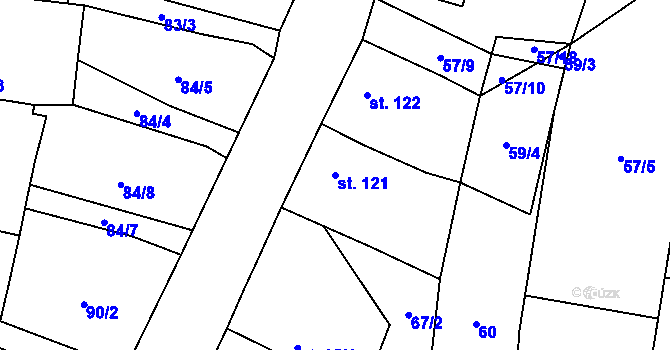 Parcela st. 121 v KÚ Drahotěšice, Katastrální mapa