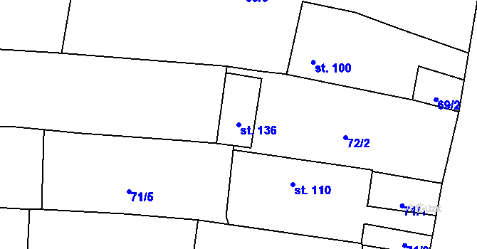 Parcela st. 136 v KÚ Drahotěšice, Katastrální mapa