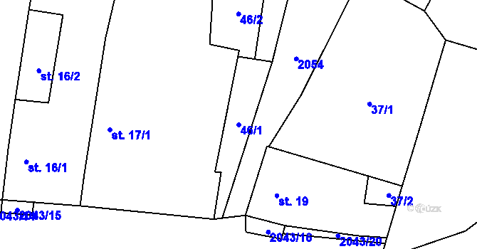 Parcela st. 46/1 v KÚ Drahotěšice, Katastrální mapa