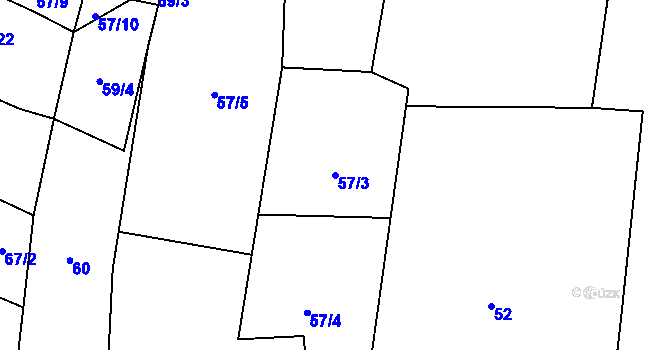 Parcela st. 57/3 v KÚ Drahotěšice, Katastrální mapa